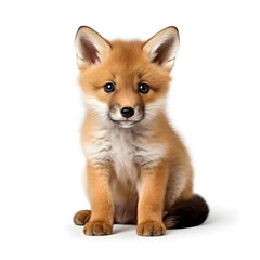 Obraz premium Cute little fox puppy isolated on white background