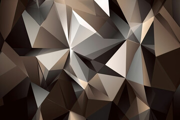 Brown and white geometric shape background, 3D, light, glow, shadow, gradient, modern, futuristic, triangle design wallpaper, backdrop