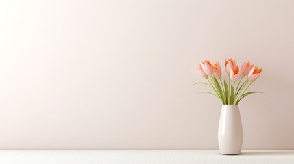 Décoration, fleurs colorées dans un vase. Arrière-plan décoratif, ambiance douce et chaleureuse. Fond pour conception et création graphique.
