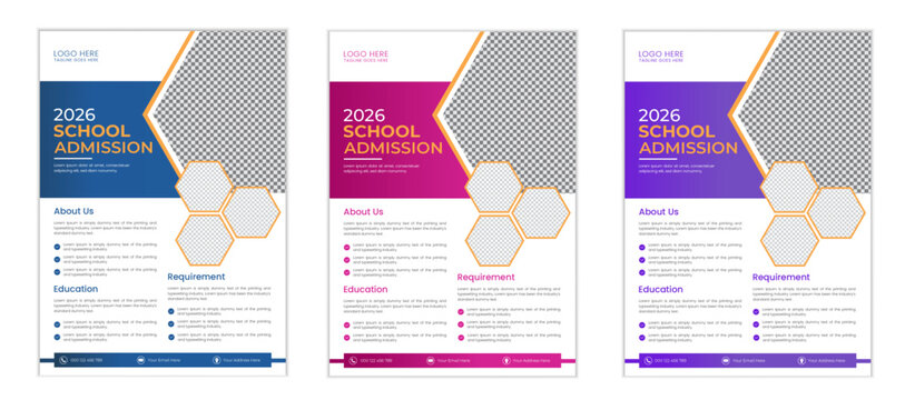 Back to school Set of brochure design templates on the subject of education vector illustrations for flyer layout, Kids back to school education admission flyer poster layout school, online learning.