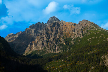 View of High Tatra Mountains from hiking trail  peak, Stary Smokovec. Slovakia