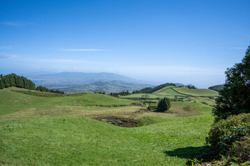 Mountainous landscapes of Pico do Carvão on Sao Miguel Island in the Azores
