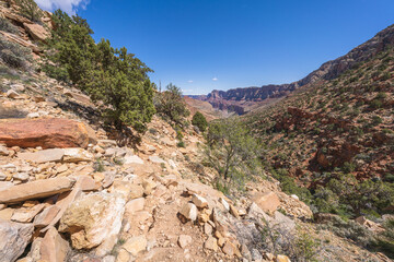 hiking the tanner trail in grand canyon national park, arizona, usa