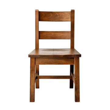 A simple wooden chair on a white background