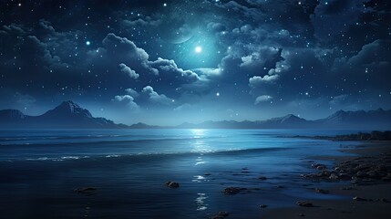 Fototapeta na wymiar Night sky and sea - generative ai