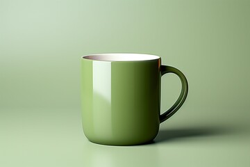 A sleek green cup for tea or coffee, set against a minimalist background