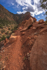 hiking the tanner trail in grand canyon national park, arizona, usa