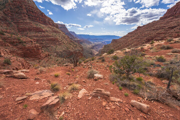 hiking the tanner trail in grand canyon national park, arizona, usa