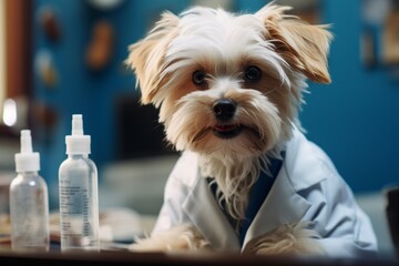 At the animal clinic, a vet conducts comprehensive health check ups and vaccinations for dogs, cats, kittens, and puppies