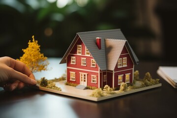 A womans hands clutch a tiny model house, depicting home ownership dreams