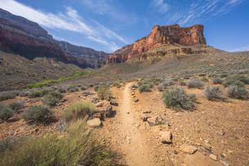 hiking the tonto trail in the grand canyon national park, arizona, usa