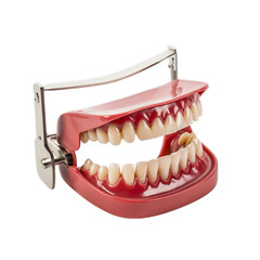 A plastic model of a mouth with attached teeth