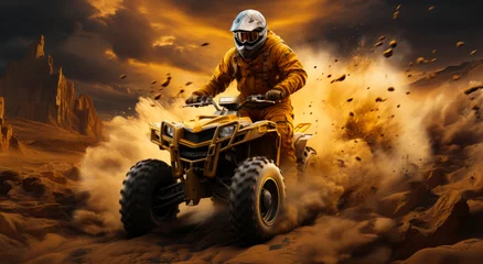 Poster A man riding on the back of a four wheeler © Vadim