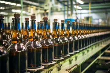 Fotobehang Alcohol bottling plant. Generative AI © Farrah