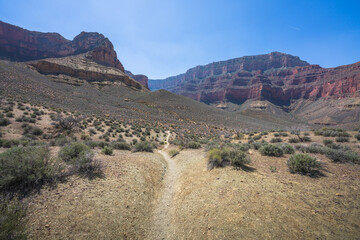 hiking the tonto trail in the grand canyon national park, arizona, usa