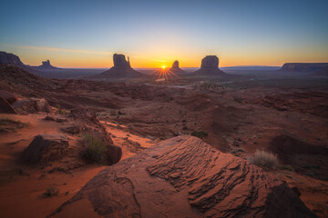 sunrise over monument valley, arizona, usa