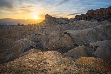 sunset at zabriskie point in death valley national park, california, usa