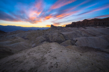 sunset at zabriskie point in death valley national park, california, usa