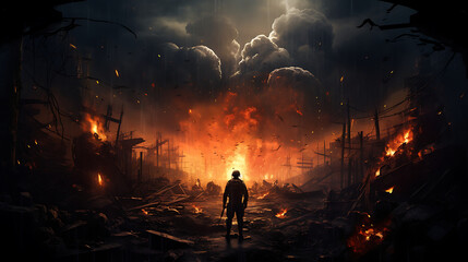 Fototapeta premium fear of war, digital artwork