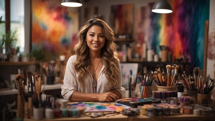 Obraz na płótnie Canvas Creative Energy: Woman in Her Art Studio