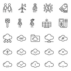 cloud and energy icons set