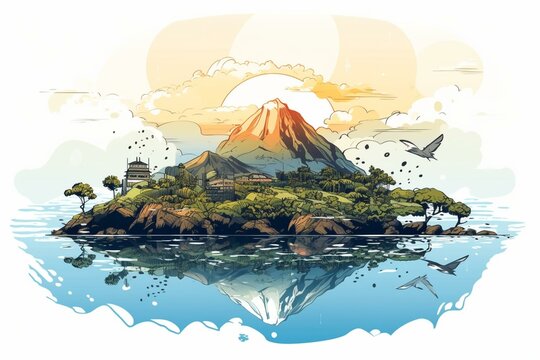 Illustration reflecting the essence of Jeju Island. Generative AI