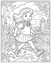 Coloring book for children, girl character.