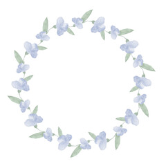blue watercolor flower spring art round frame