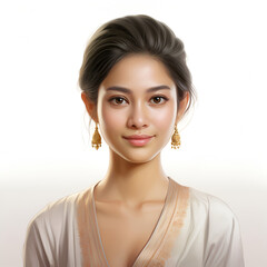 Fototapeta premium Beautiful Thai girl on a white background. Asian young female persona.