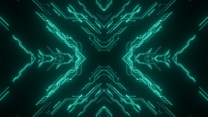 Travel through abstract technology digital tunnel.