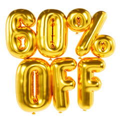 3D Gold Balloons with Text 60% OFF for Discount Promotion