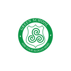 green school education logo design vector