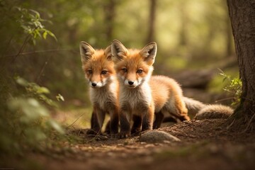 Fox Cubs by the Cave