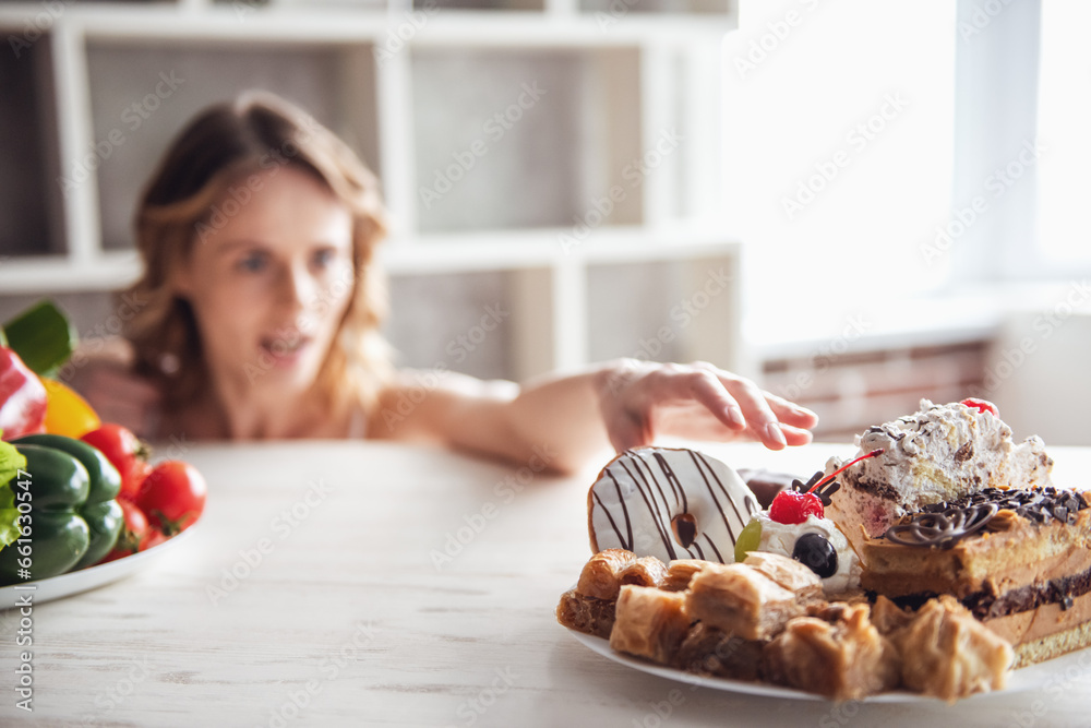 Canvas Prints woman choosing food