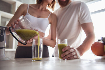 Couple cooking healthy food