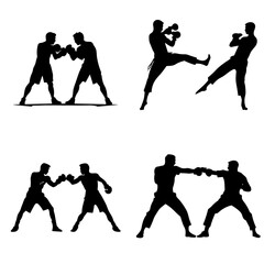 silhouettes of boxing 