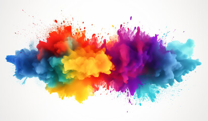 Explosion of colorful watercolor splashes. Design concept. AI generated