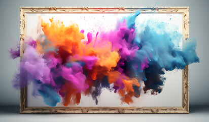 Explosion of colorful watercolor splashes. Design concept. AI generated