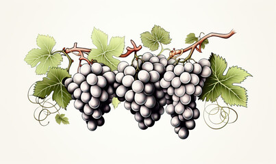 Fototapeta premium Branch of grapes on a white background.