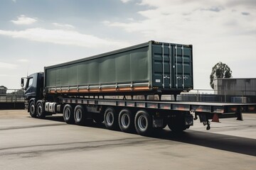 A sideways unloading truck and trailer. Generative AI