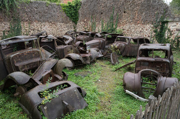 Cemetery of abandoned historic cars