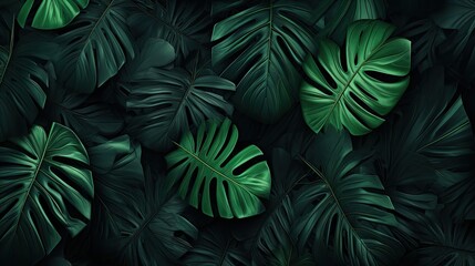 green tropical leaves background - generative ai
