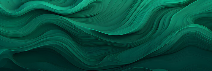 green Waves and swirled pattern, 3D, Banner - obrazy, fototapety, plakaty