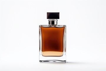 A transparent bottle of expensive men's perfume. Trendy concept of natural materials. Natural cosmetic