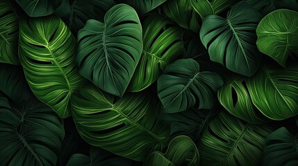 green tropical leaves background - generative ai