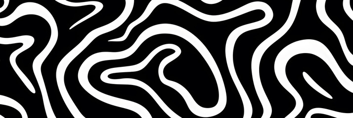 black and white, Wavy and swirled brush strokes vector seamless pattern