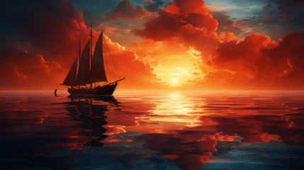 Foto auf Acrylglas sailboat at sunset © CREATER CENTER