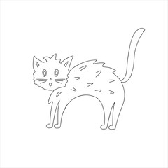 Halloween cat hand drawn doodle cute domestic animal vector illustration, witch magic pet holiday decor for card, poster, party design
