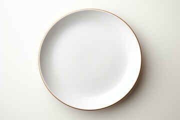Plain white plate on white background. Generative AI