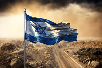 national flag of israel ,war conflict 2023 - obrazy, fototapety, plakaty